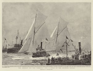 混雑したコースのシーン、アメリカカップのコンテスト 作： William Lionel Wyllie